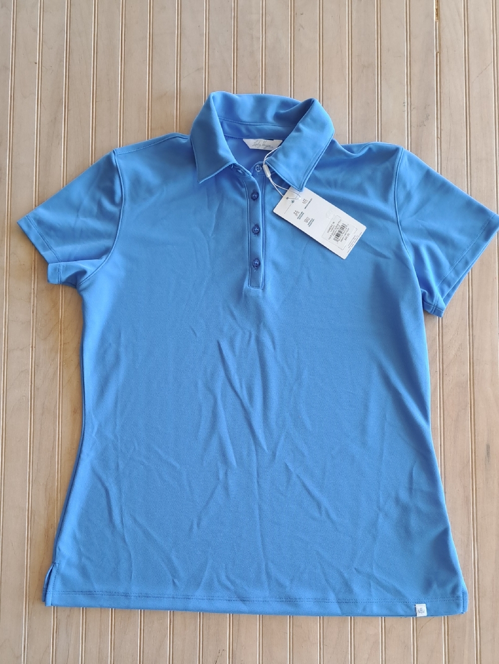 NWT Lady Hagen Preppy Blue Performance Pique Golf Tennis Polo Shirt